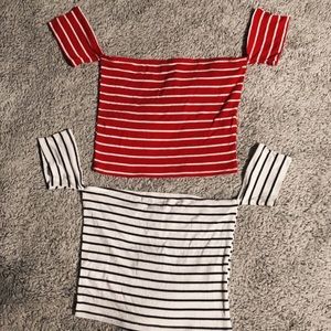 Two striped crop tops